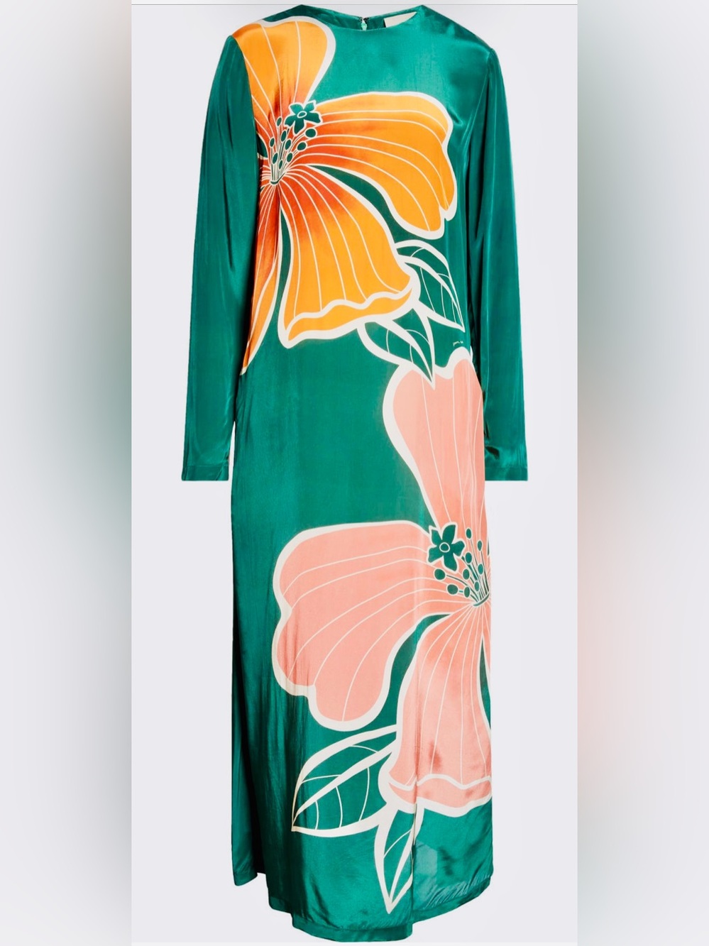 FARM Rio Green Maxi Dress with Orange and Pink Floral Print - Picture 3 of 4